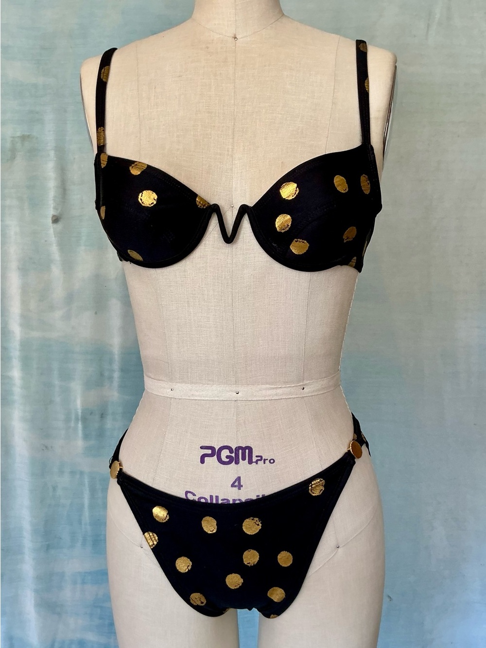 Vintage La Blanca Gold Dot Bikini Set – Size 8